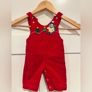 Vintage Baby Christmas Velvet Overalls SIZE 0-14Pounds